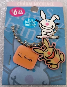 Vintage Happy Bunny ""Hi, Loser"" Halskette 2006 Neu aus altem Lagerbestand Neu MOC - Bild 1 von 3