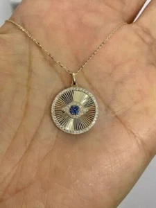 1.00 Ct Round Cut Simulated Sapphire Women's Pendant 14k Yellow Gold Plated - Picture 1 of 4