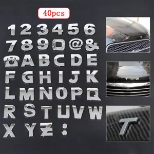 40x Kits de calcomanías cromadas para automóvil con letras de alfabeto 3D símbolo emblema insignia - Imagen 1 de 12