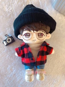 Ropa de muñeca de peluche de 20 cm camisa a cuadros suéter jeans zapatos conjunto para peluches juguetes - Imagen 1 de 12