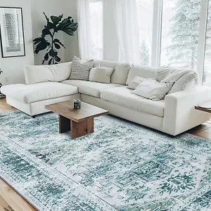Area Rug, Washable Area Rug with Non-Slip Backing, Boho Vintage Rugs for Livi... - Picture 1 of 7