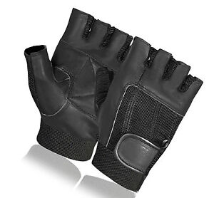 BUS DRIVING GLOVES LEATHER WEIGHT LIFTING GYM CYCLING WHEELCHAIR FINGERLESS NEW