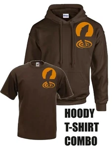 CARP FISHING CLOTHING, HOODY / T-SHIRT COMBO. (SUNSET CARP IN BROWN). - Picture 1 of 6
