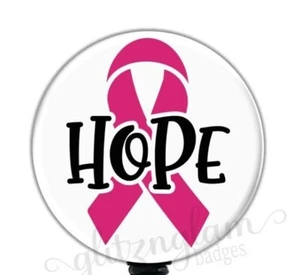 Breast Cancer Badge Reel, Awareness Badge Holder, Retractable Badge Reel GG6094 - Picture 1 of 8