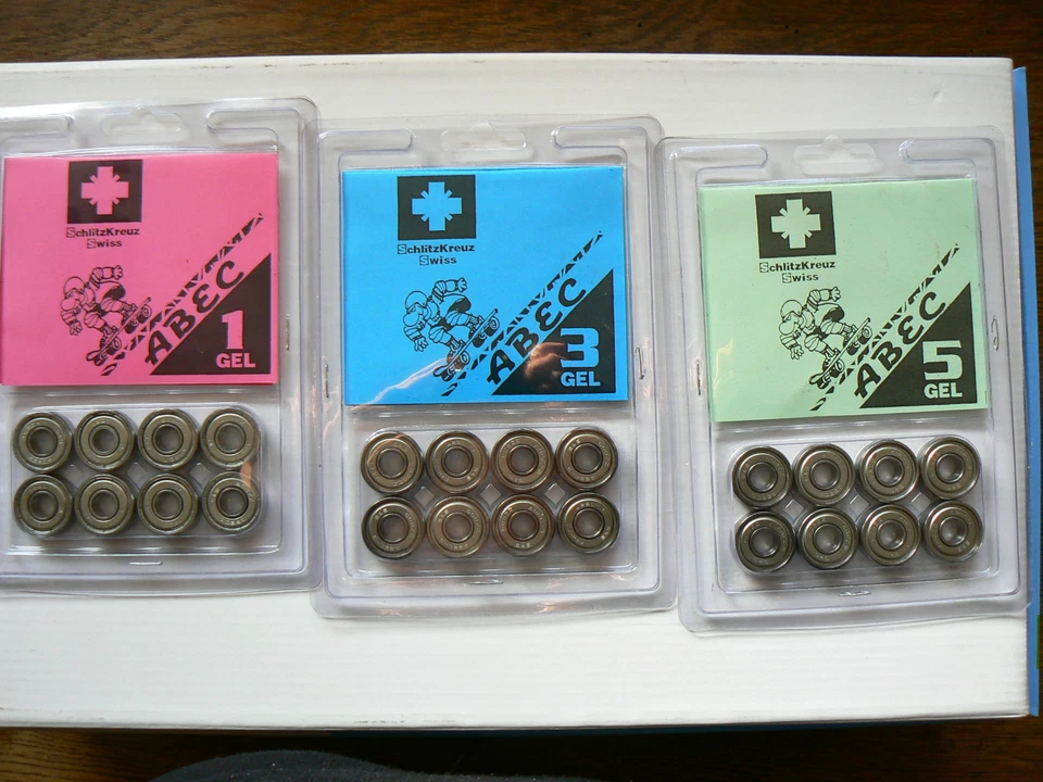 8 Stück Kugellager S+S Abec 1, 3, 5 608ZZ 8mm Skateboard Longboard, m/o Spacer