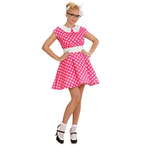50er Jahre Kleid mit Petticoat Rosa-Weiß L 42-44 Verkleidung Vintage Polka Dots - Bild 1 von 2