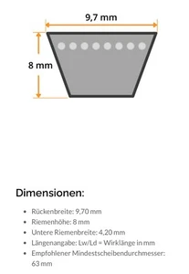 Keilriemen Profil SPZ 9,7 / 9,5 Länge: 487 mm- 3900 mm (Ld/Lw) Schmalkeilriemen - Bild 1 von 4