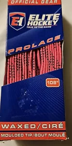 ELITE HOCKEY Pro Stock Hockey Skate Laces WAXED MOULDED TIPS HOT PINK 108” - Picture 1 of 3