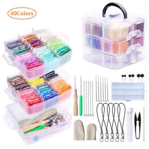 40 Colours DIY Needle Felting Wool Needle Felting Starter Kit Felt Wool Roving ~ - Picture 1 of 11