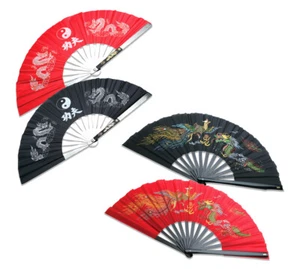 Kung Fu Fans Tai Chi Handheld Folding Bamboo Steel Hand Fan Practice Training - Picture 1 of 6