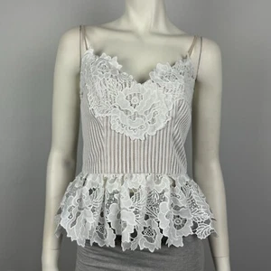 Seed Size 8 Tank Top Blouse Camisole White Lace Look Peplum Boho Sexy Women - Bild 1 von 15