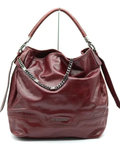 BURBERRY Tote Shoulder Bag Hobo Brown Leather Chain Authentic - Picture 1 of 19