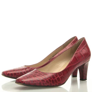 Bruno Magli Red Leather Croc Embossed Vintage Heels, Women's 38.5 EU (8.5 US) - Picture 1 of 7