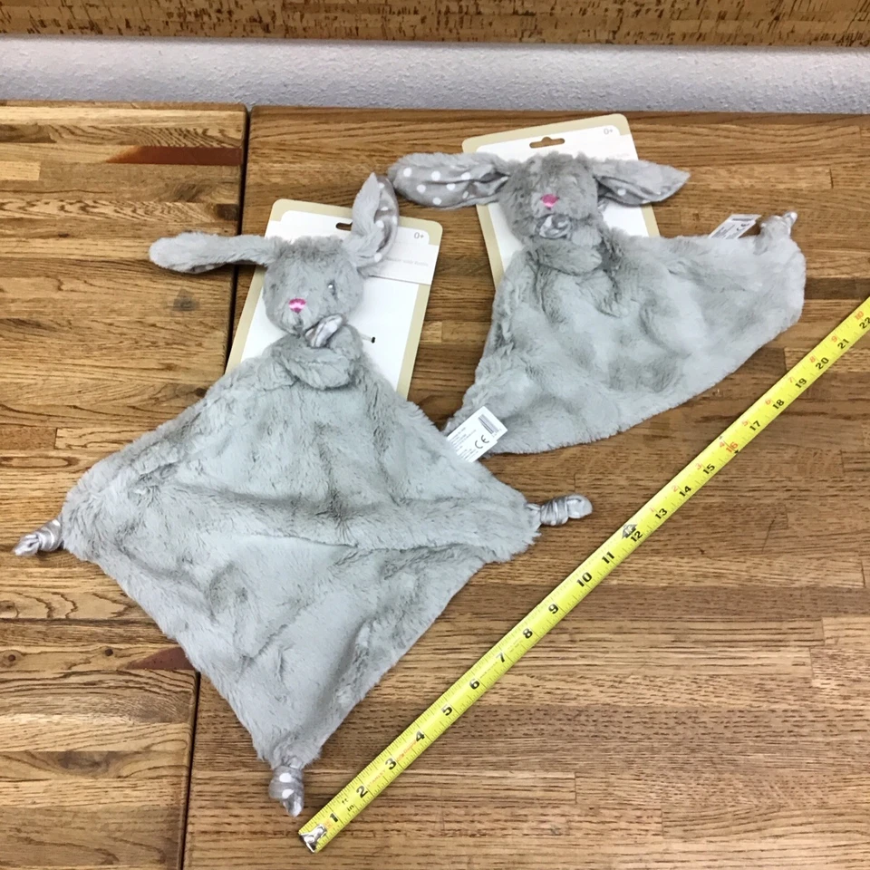 Kellytoy Kelly Baby Gray Bunny Security Blanket Stuffed Plush Rattle Toy Set