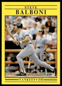 1991 Fleer Baseball Card Steve Balboni New York Yankees #656 - Picture 1 of 2