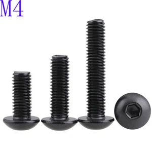 M4 - 0.7 Black 304 Stainless Steel Button Head Socket Cap Screws Metric ISO 7380 - Picture 1 of 4
