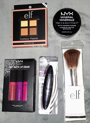 MAKEUP 5 LOT: e.l.f Contour Palette & Brush, NYX Lip Cream & Mineral Powder Line - Image 1 of 4
