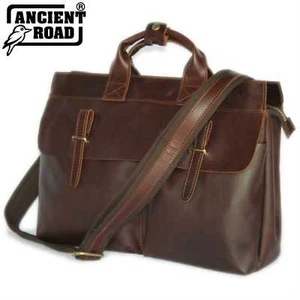 Vintage Men's 100% Genuine Leather Tote Bag 14" 15" Laptop Business Bag JM025-AU - Picture 1 of 12