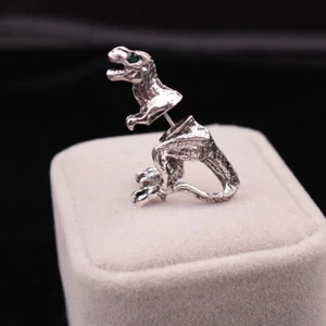 Two (2) - T-Rex Dinosaur Silver Cuff Earring Stud - Jurassic Park - Unisex-Metal - Picture 1 of 3