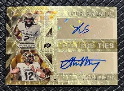 LAVISKA SHENAULT STEVEN MONTEZ 2020 Panini Prizm Ties Gold Vinyl Auto 1/5 Auto - Image 1 of 2