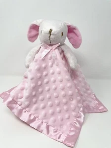 Blankets & Beyond Pink Minky Dot Bunny Rabbit Security Blanket Lovey Satin Trim - Picture 1 of 12