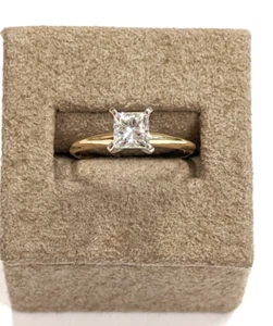 Diamond Ring 14K Yellow Gold Solitaire Mount 1.03 Carat Square Cut w/ GIA Report - Picture 1 of 8