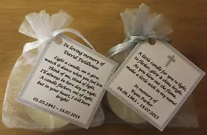 10 Funeral Personalised Remembrance candle favours. Light in memory. Condolence - Picture 1 of 17