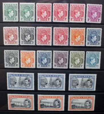 NIGERIA 1938-51 King George VI KGVI Definitives. Set of 24. Mint HINGED. SG49/59 - Image 1 of 2