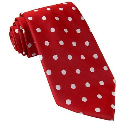 New men's polyester woven neck tie necktie prom polka dots red white formal prom - Image 1 of 2