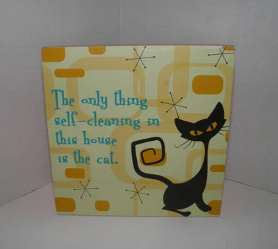 Letrero de estante Primitives de Kathy gato atómico estilo MCM autolimpiante en muy buen estado Foto 1 de 4