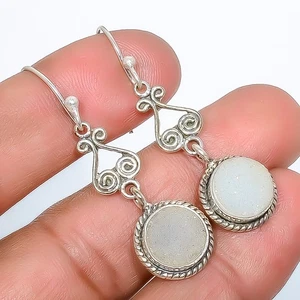 Opalit Achat Drusy Edelstein versilbert Bali Ohrring 1,76" T33|Weihnachtsgeschenk - Bild 1 von 3