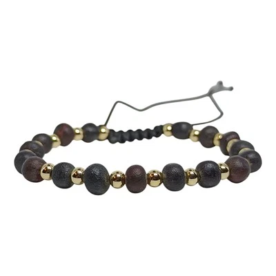 Bernsteinarmband 100% Natur Bernstein Surfer-Armband Herren  Damen Gold 4032 - Bild 1 von 4