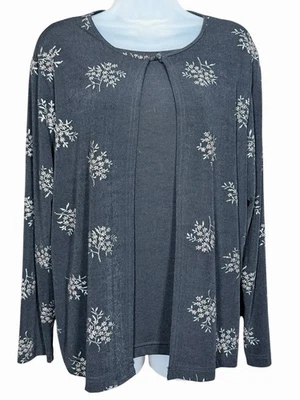 Cárdigan Christie & Jill L Floral 2 en 1 Adjunto Tanque Abierto Delicado Romántico Años 90 Foto 1 de 4