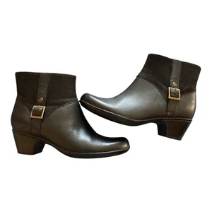 Clarks Bendables Mujer Cuero Negro y Gamuza Top Botines Talla 9   - Imagen 1 de 5