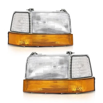 Pair Headlights Fit For 1992-1996 Ford Bronco F150/ 1992-1998 F250 F350 6-Piece Foto 1 de 4