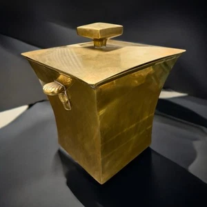 CUBO/CAJA DE HIELO ART NOUVEAU CON TAPA DE LATÓN - Imagen 1 de 5