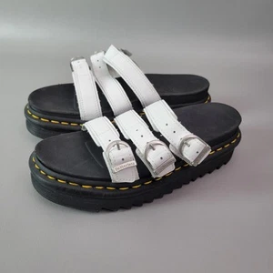 Dr. Martens Blaire White Platform Slide Sandals 3 Straps MIS MATCH PAIR Size 6/7 - Picture 1 of 7