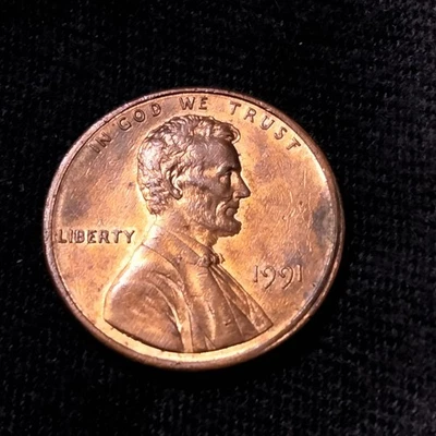 1991 P Lincoln Cent Partial Tilted Collar Error - Image 1 of 3