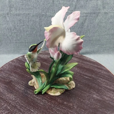 Homco Masterpiece Bone China  Hummingbird & Pink Orchid Porcelain  VTG READ - Image 1 of 4