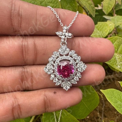 Colgante de zafiro rosa de 32 quilates - Piedra preciosa natural certificada en plata maciza 925 59 Foto 1 de 4