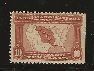 US Scott #327 come nuovo incernierato 10c Lousiana Purchase Expo 1904, bordo dritto e difettoso - Foto 1 di 2