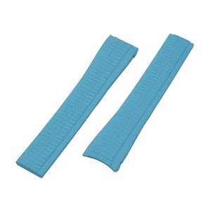 22mm Curved End Sky Blue FKM Rubber Watch Strap For Patek Philippe Aquanaut - Picture 1 of 3