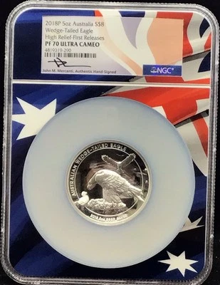 2018 5 Oz Austrália alto relevo primeiro lançamento PF70 Ultra Cameo - Imagem 1 de 2