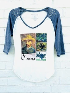 New knitswell Van Gogh jersey Graphic Tee Top Classic Embellished Small - Picture 1 of 3