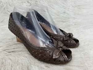 Aerosoles braune Slipper Peeptoe Schleife Slipper Absatz Sandalen Schuhe Größe 9 - Bild 1 von 6