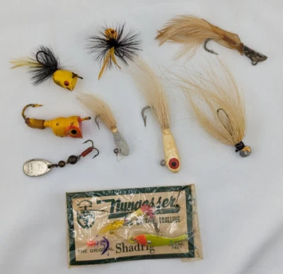 Lote Mixto Señuelos de Pesca con Mosca Pequeños De Colección Nungesser Shadrig Mepps Foto 1 de 4