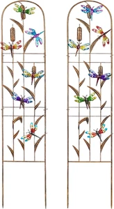Set of 2 Dragonfly Metal Garden Trellis for Climbing Plants, Decorative Veget - Picture 1 of 12