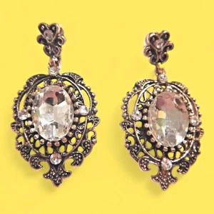 PENDIENTES CRISTAL CRISTAL INSPIRADOS VINTAGE regencia elegante noche bronce nuevos G1 - Imagen 1 de 5