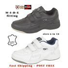 Mens Leather Trainers Wide Fit Touch Fastening Non Marking Sole - POST FREE