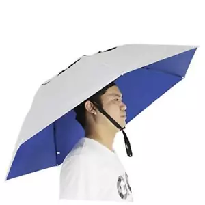 Fishing Umbrella Hat Folding Adjustable Sun Rain Cap, .Silver/ Blue - Picture 1 of 7